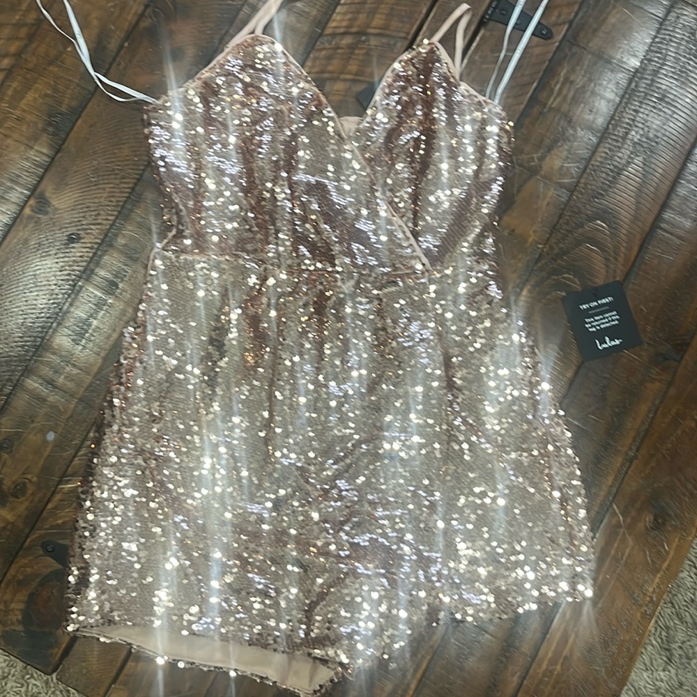 Lulu's Sequin Jumpsuit in Rose Gold